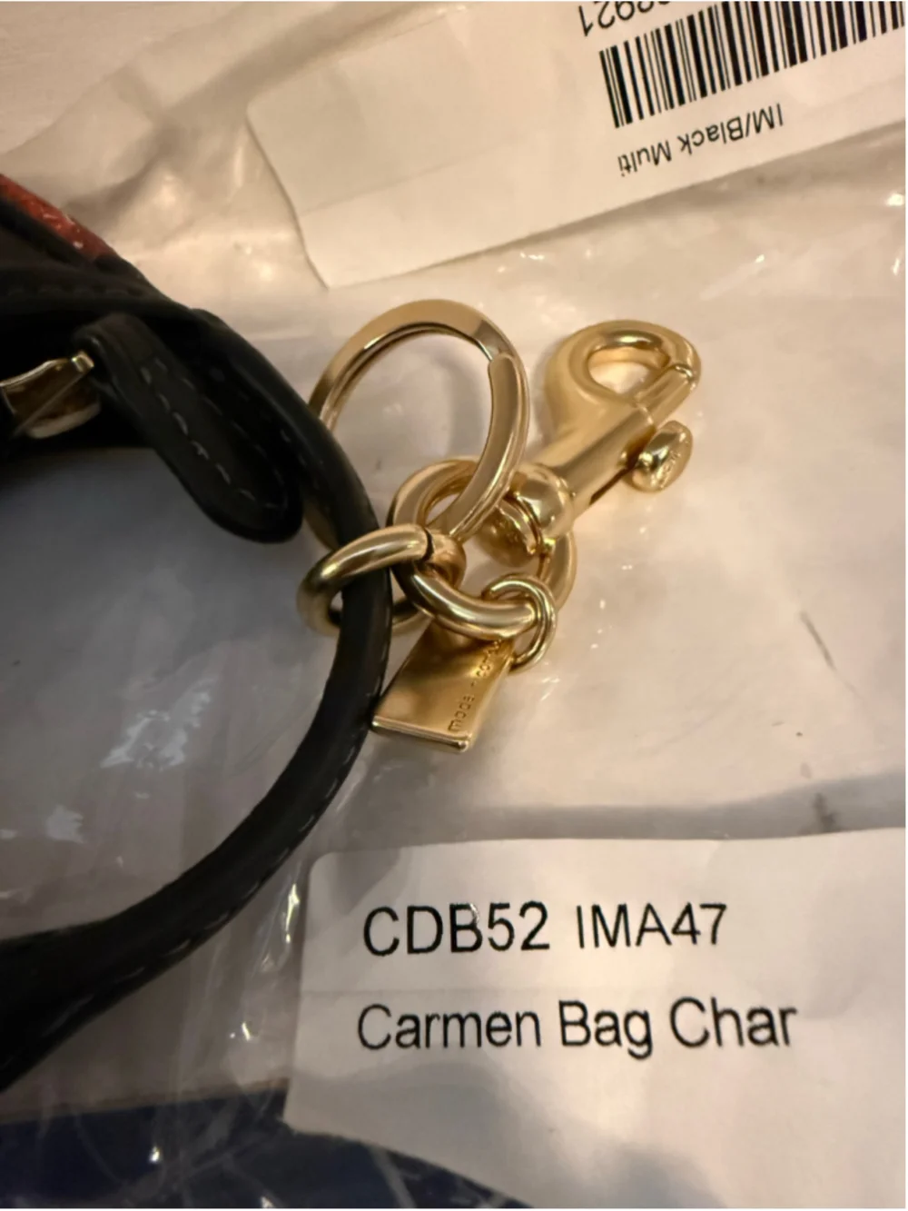 NEW Coach Carmen Mini Bag Charm with Sequin Black Cherry Print Black Multi NWT